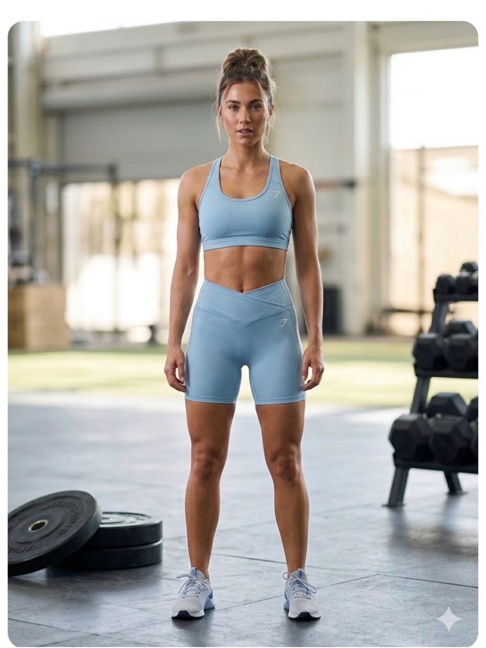 Gymshark High-Rise Seamless Bike Shorts — Dusty Blue